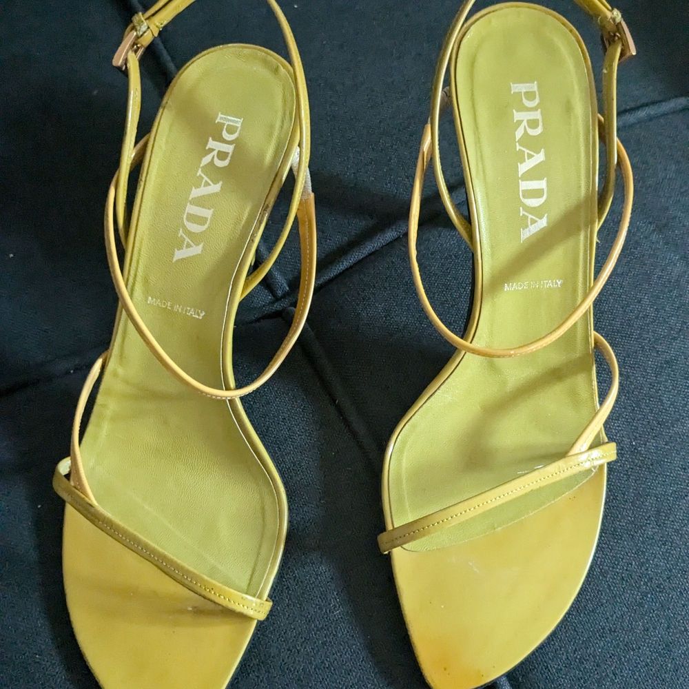 Prada Yellow Strappy Sandals with Medium Heel